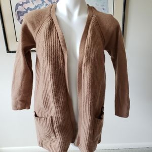 Max Studio Tan Open Front Cardigan 1X Lambswool 2 Pockets